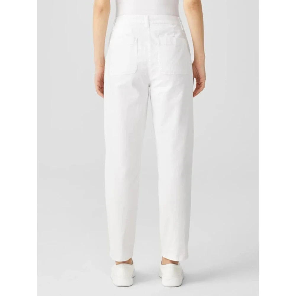 Eileen Fisher Women's White Cotton Hemp Stretch Tapered Pant Size 16 NWOT